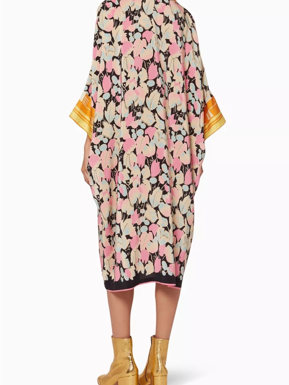NWOT Dries Van Noten Pink, Cream & Black Floral Midi Dress